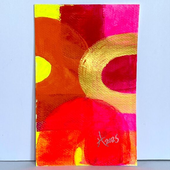 Intersectionality5 Original Acrylic Painting 8x10in Mat Frame Ready Squeegee Art - Picture 6 of 8